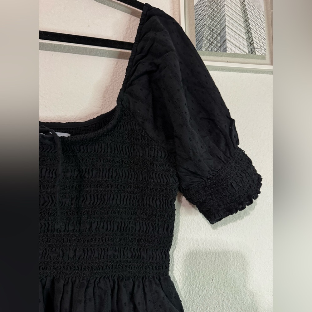 Hill House Home The Madeline Nap Dress Black Linear Swiss Dot cotton midi - Picture 6 of 9